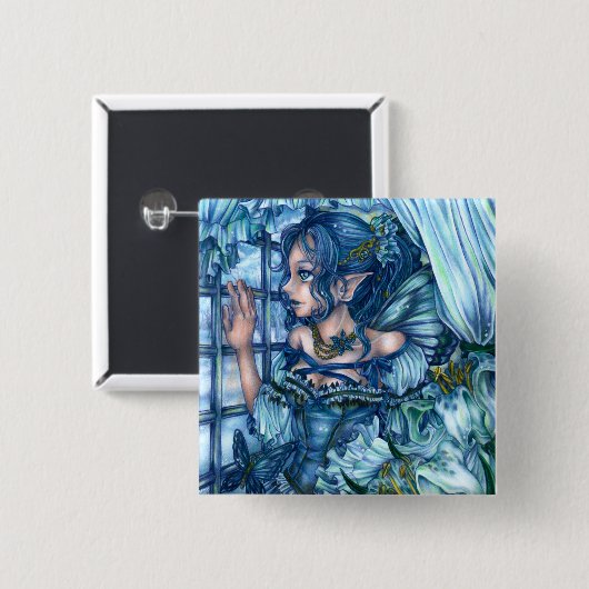 Frost Fairy Girl's View of a Saphire Winter Button (Vorne & Hinten)