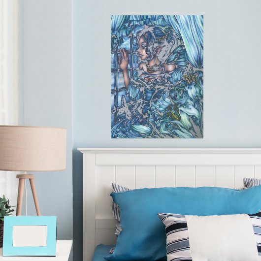 Frost Fairy Girl's View of a Saphire Winter Foliendrucke (In Situ (Schlafzimmer))