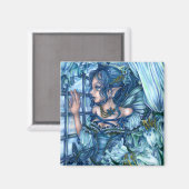 Frost Fairy Girl's View of a Saphire Winter Magnet (Vorderseite/Rückseite)