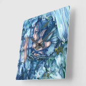 Frost Fairy Girl's View of a Saphire Winter Quadratische Wanduhr (Winkel)
