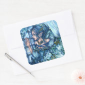 Frost Fairy Girl's View of a Saphire Winter Quadratischer Aufkleber (Umschlag)