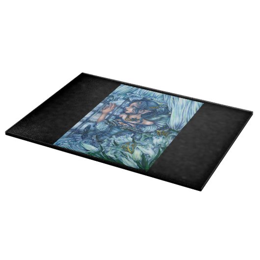 Frost Fairy Girl's View of a Saphire Winter Schneidebrett (Ecke)