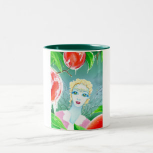 Frost-Fee im Pfirsich-Obstgarten Zweifarbige Tasse