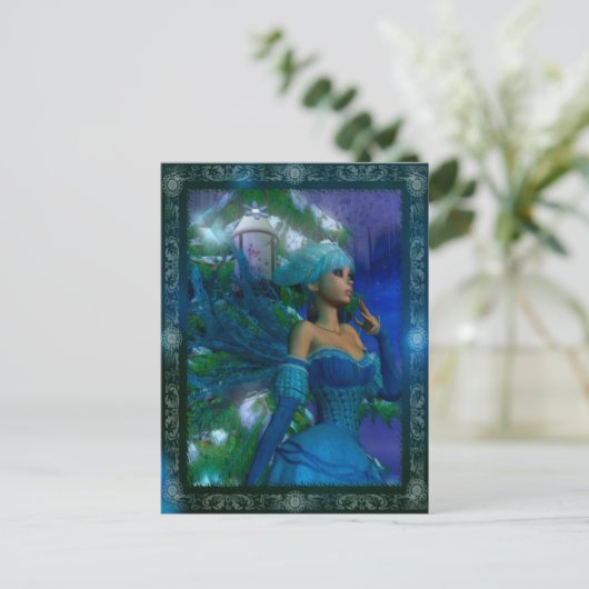 Frost Fee Winter Fantasy Digitale Kunst Postkarte (Stehend Vorderseite)