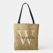 Frost-Gold-Glitzer-Mit Monogramm-Throw-Kissen Tasche (Rückseite)