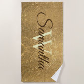 Frost Gold Glitzer Script Monogram Girly Strandtuch (Vorderseite)