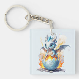 Frost Hatched Blue Dragon Acrylic Schlüsselanhänger