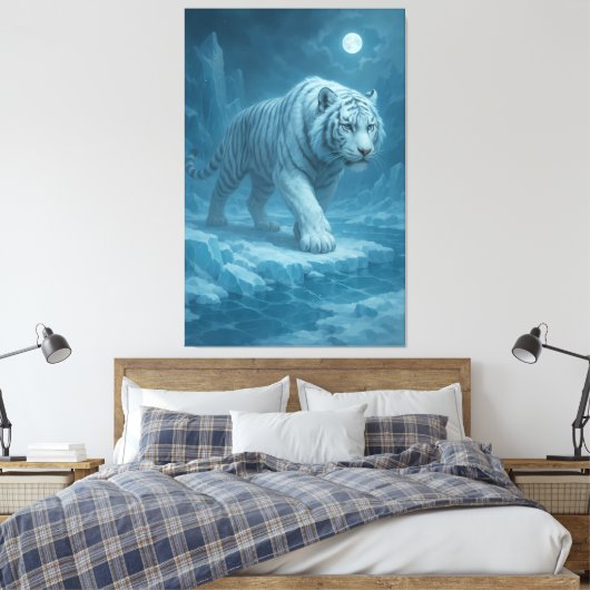 Frost King White Tiger – Majestic Icy Guardian Wal Leinwanddruck (Insitu (Schlafzimmer))
