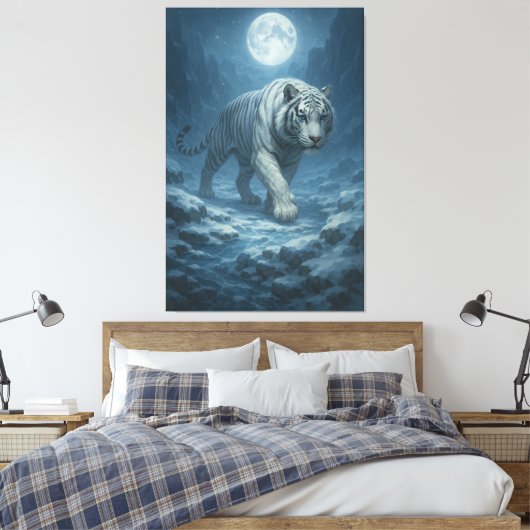 Frost King White Tiger – Majestic Icy Guardian Wal Leinwanddruck (Insitu (Schlafzimmer))