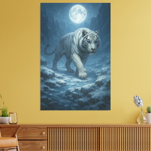 Frost King White Tiger – Majestic Icy Guardian Wal Leinwanddruck (Insitu (Wohnzimmer))