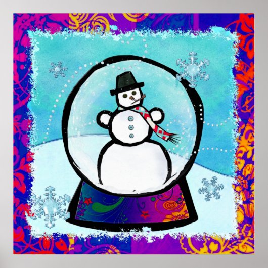 Frost Man Snow Globe Folk Art Poster (Vorne)