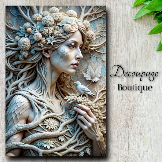 Frost Nymph Ethereal Winter Goddess Decoupage Seidenpapier