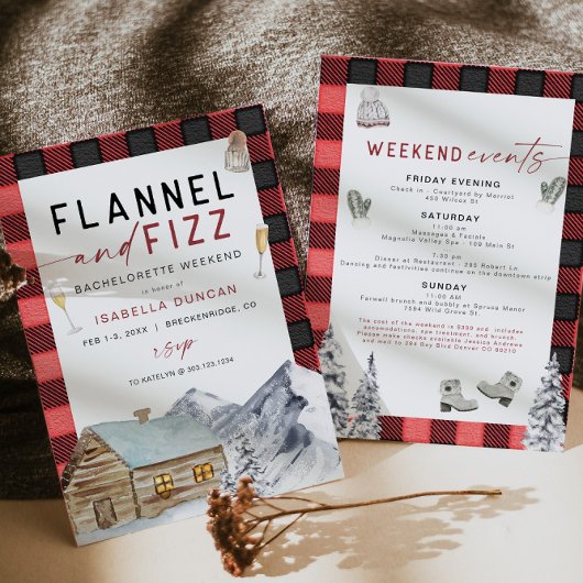 FROST Red Flannel & Fizz Winter Bachelorette Invit Einladung