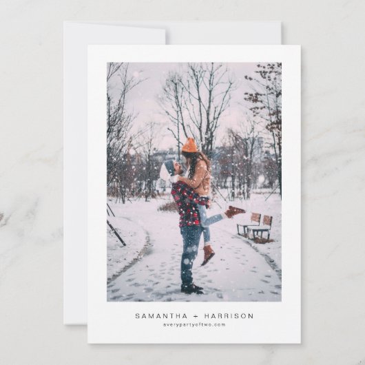 FROST Skihütte Schnee Winterhochzeit Einladung (Rückseite)