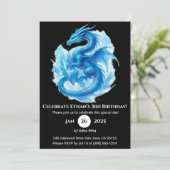 Frost Spiral Dragon Birthday Invitation Einladung (Stehend Vorderseite)