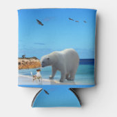 Frost und Pelz: Ein Polarbär trifft einen Fox Terr Dosenkühler (Vorderseite)