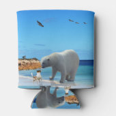 Frost und Pelz: Ein Polarbär trifft einen Fox Terr Dosenkühler (Rückseite)