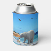 Frost und Pelz: Ein Polarbär trifft einen Fox Terr Dosenkühler (Kanne Rückseite)