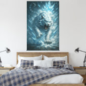 Frost White Tiger – Emperor of the Frozen Realm – Leinwanddruck (Insitu (Schlafzimmer))