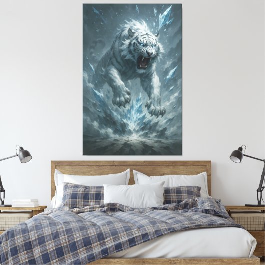 Frost White Tiger – Emperor of the Frozen Realm –  Leinwanddruck (Insitu (Schlafzimmer))