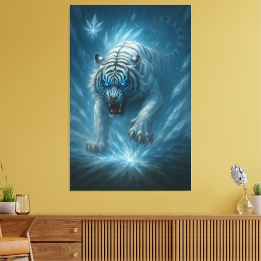 Frost White Tiger – Emperor of the Frozen Realm – Leinwanddruck (Insitu (Wohnzimmer))