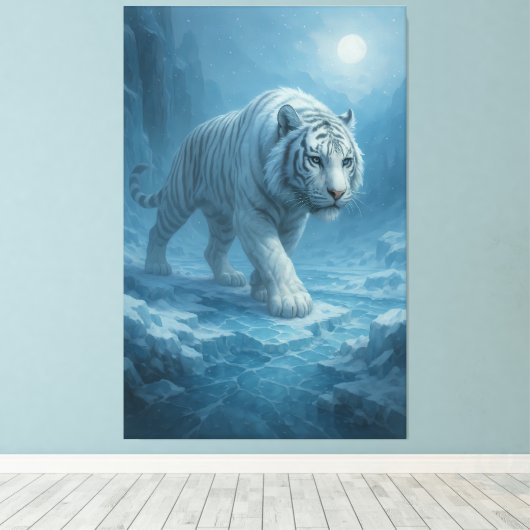 Frost White Tiger | Emperor of the Frozen Realm – Leinwanddruck (Insitu (Holzboden))