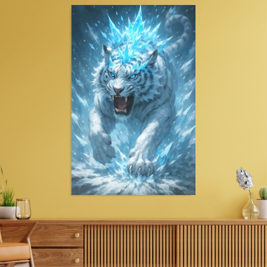 Frost White Tiger – Emperor of the Frozen Realm – Leinwanddruck (Insitu (Wohnzimmer))