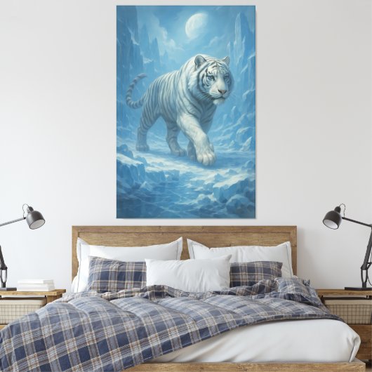 Frost White Tiger | Emperor of the Frozen Realm – Leinwanddruck (Insitu (Schlafzimmer))