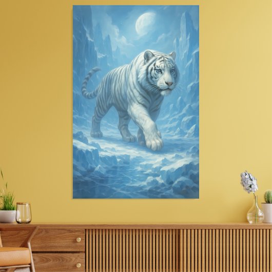 Frost White Tiger | Emperor of the Frozen Realm – Leinwanddruck (Insitu (Wohnzimmer))