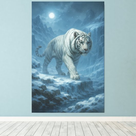 Frost White Tiger | Emperor of the Frozen Realm – Leinwanddruck (Insitu (Holzboden))