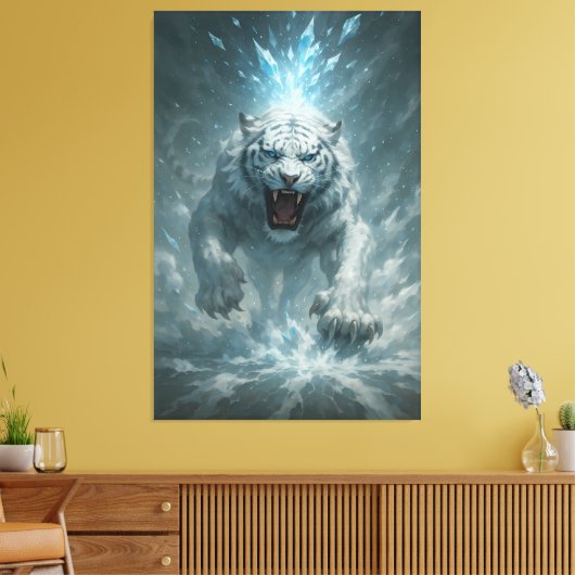 Frost White Tiger – Emperor of the Frozen Realm – Leinwanddruck (Insitu (Wohnzimmer))