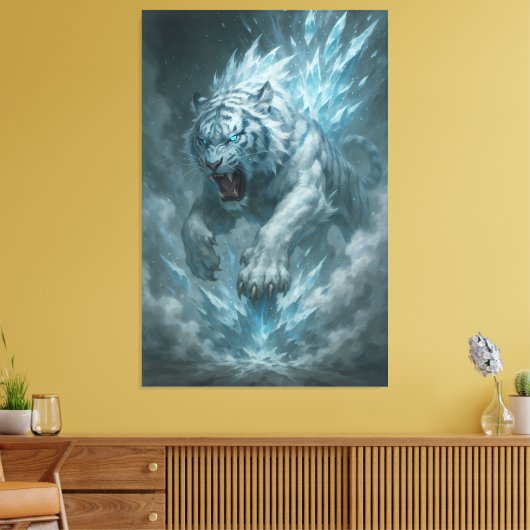 Frost White Tiger – Emperor of the Frozen Realm – Leinwanddruck (Insitu (Wohnzimmer))