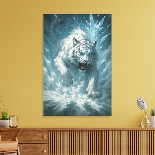 Frost White Tiger – Emperor of the Frozen Realm – Leinwanddruck (Insitu (Wohnzimmer))
