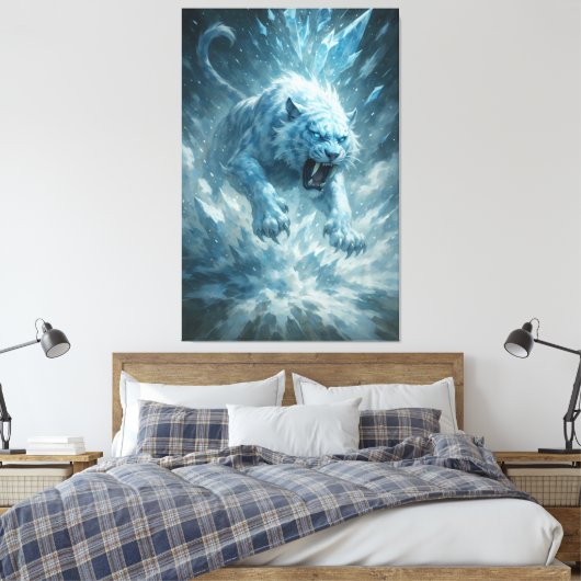 Frost White Tiger – Emperor of the Frozen Realm –  Leinwanddruck (Insitu (Schlafzimmer))