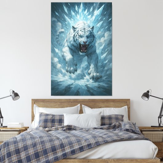 Frost White Tiger – Emperor of the Frozen Realm –  Leinwanddruck (Insitu (Schlafzimmer))