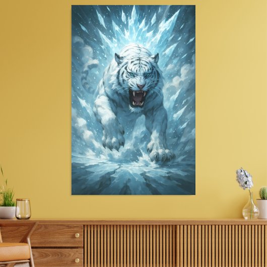 Frost White Tiger – Emperor of the Frozen Realm – Leinwanddruck (Insitu (Wohnzimmer))