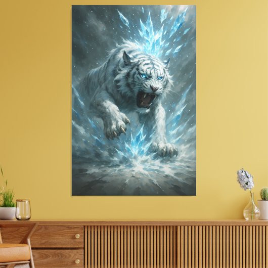Frost White Tiger – Emperor of the Frozen Realm – Leinwanddruck (Insitu (Wohnzimmer))