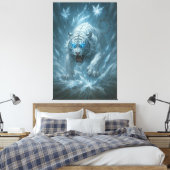 Frost White Tiger – Emperor of the Frozen Realm – Leinwanddruck (Insitu (Schlafzimmer))