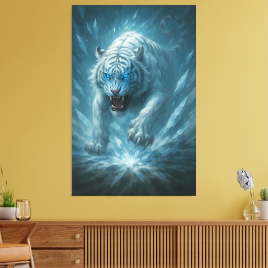 Frost White Tiger – Emperor of the Frozen Realm – Leinwanddruck (Insitu (Wohnzimmer))