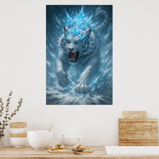 Frost White Tiger – Emperor of the Frozen Realm – Poster (Küche)