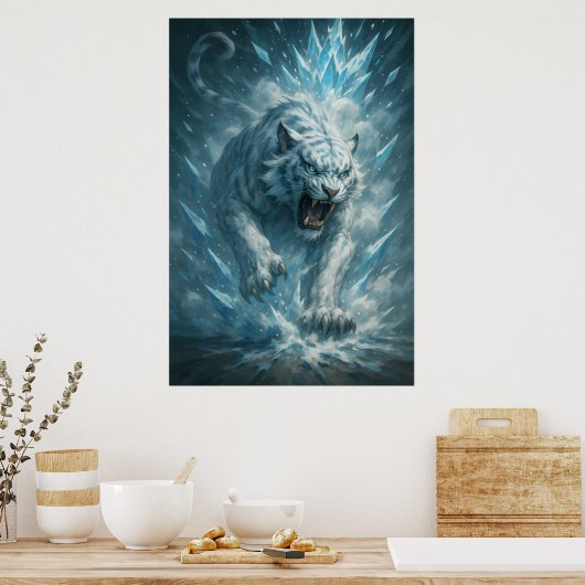 Frost White Tiger – Emperor of the Frozen Realm –  Poster (Küche)