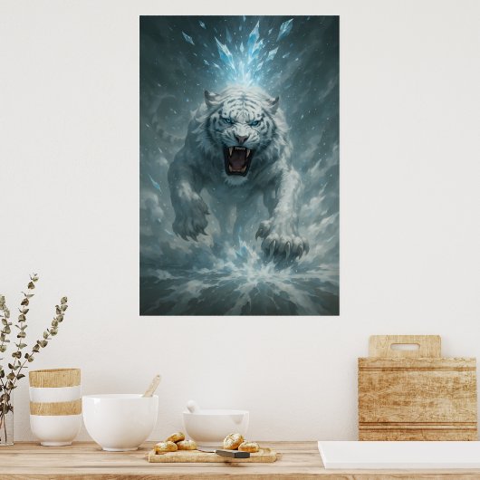 Frost White Tiger – Emperor of the Frozen Realm – Poster (Küche)