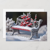 Frostbedeckte Bank in schneebedeckter Umgebung Feiertagskarte (Vorne/Hinten)