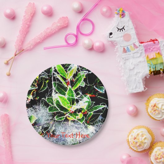 Frostbedeckte Heilige und Beeren Weihnachten Pappteller (Party)