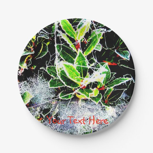 Frostbedeckte Heilige und Beeren Weihnachten Pappteller (Vorderseite)