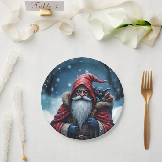 Frostbite Santa und sein Elf der Missetaten. Pappteller (Hochzeit)