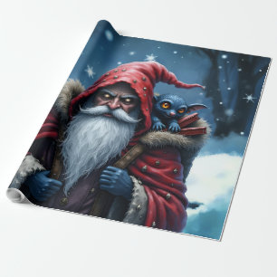 Frostbite Santa und sein Elf der Unfug treibt. Geschenkpapier
