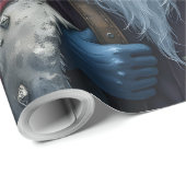 Frostbite Santa und sein Elf der Unfug treibt. Geschenkpapier (Rolleneckpunkt)
