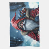 Frostbite Santa und sein Elf der Unfug treibt. Geschirrtuch (Vertikal)