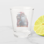Frostbite Santa und sein Elf der Unfug treibt. Schnapsglas (Rückseite)